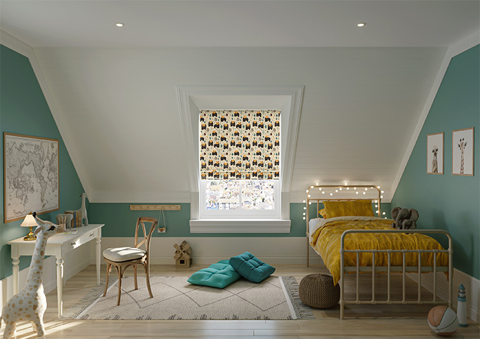 Bear Necessities, Soft Teal - Motorised Roman Blind - Image 8